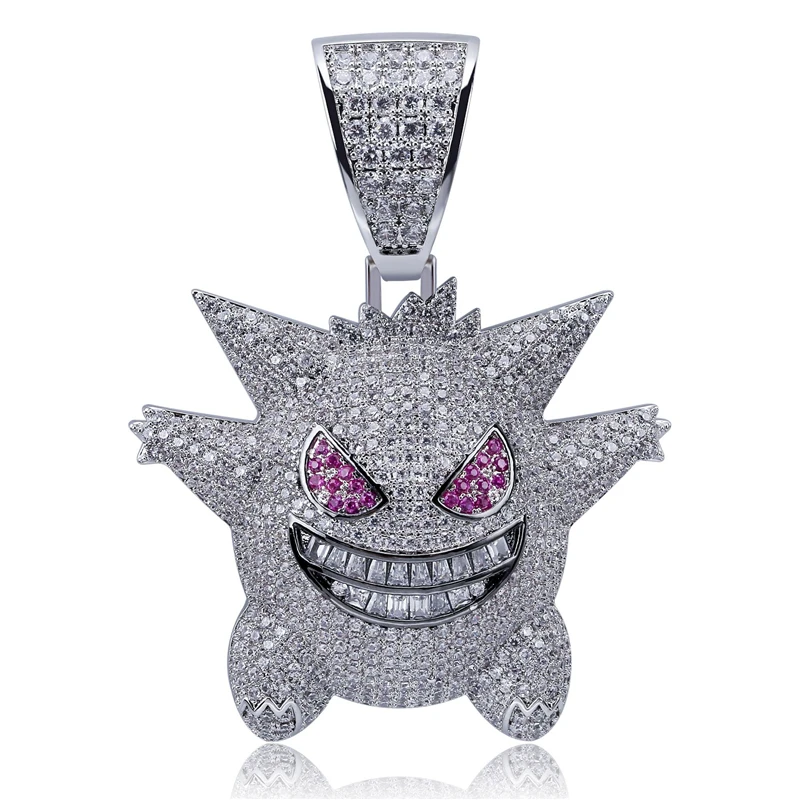 Хип-хоп AAA CZ Циркон проложенный Bling Iced Out кулон из золота и серебра и ожерелье для мужчин женщин раппер ювелирные изделия с 60 см Веревка Цепи