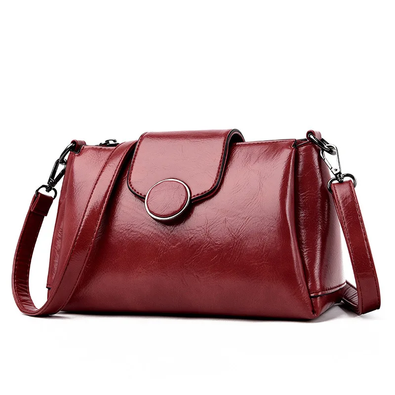 

Retro shoulder bag PU leather handbag 2019 new brand women tote Messenger bag oil wax bolsa feminina free Shipping