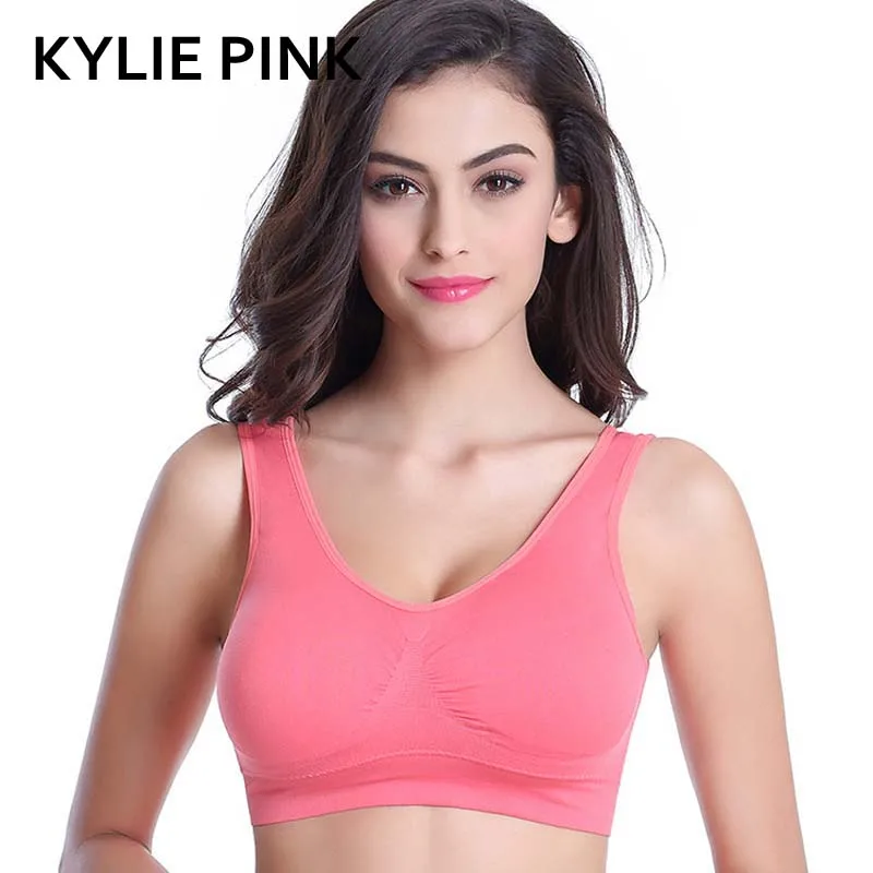 Женский бюстгальтер KYLIE розовый для фитнеса и бега нижнее белье с подкладкой 13