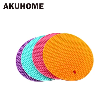 

Thicker Honeycomb foodgrade silicone meal coaster non-slip insulation pad heat-proof placemat table mat high temperature AKUHOME