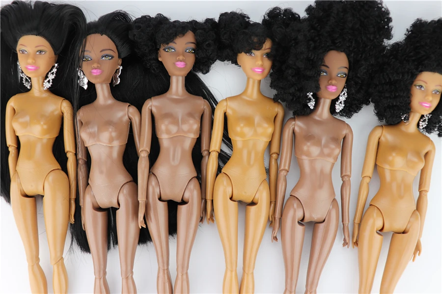 Jimusuhutu) Новинка, 11 дюймов, американская кукла, черная и коричневая, Обнаженная кукла, тело и голова, сделай сам, суставы, африканская кукла, аксессуары, подарок для девочки