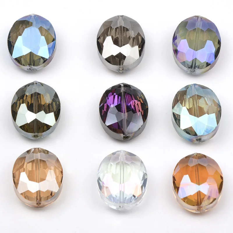 

16*20mm Oval Bovine Eyes Natural Stone Beading Plated Faceted Crystal Glass Bead For Making Diy Jewelry Making 10pcs/lot