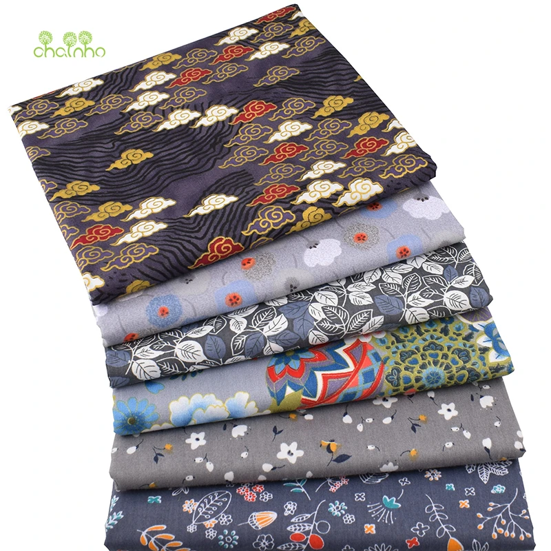 

Chainho,Dark Gray Floral,Printed Twill Cotton Fabric,Patchwork Clothes,DIY Sewing&Quilting Material For Baby&Children,Half Meter