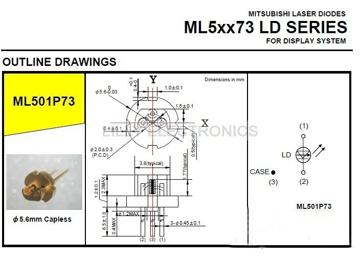 635нм 638нм 500 МВт оранжевый красный лазерный диод LD ML501P73