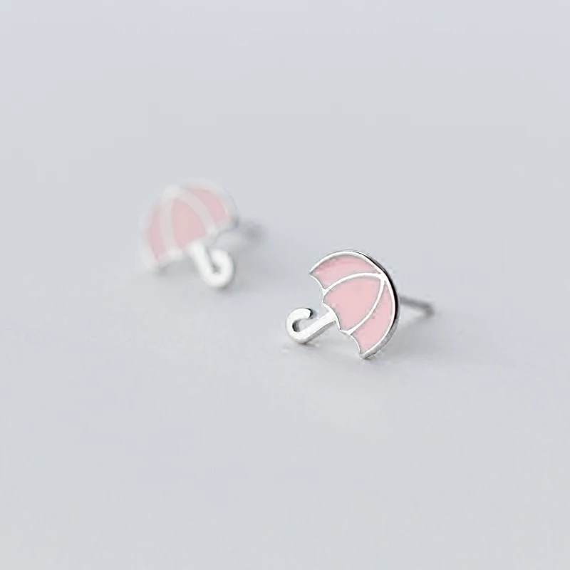 

MloveAcc 925 Sterling Silver Blue Pink Mini Umbrella Earrings for Women Girls Gift Cute Sterling-silver-jewelry Bijoux