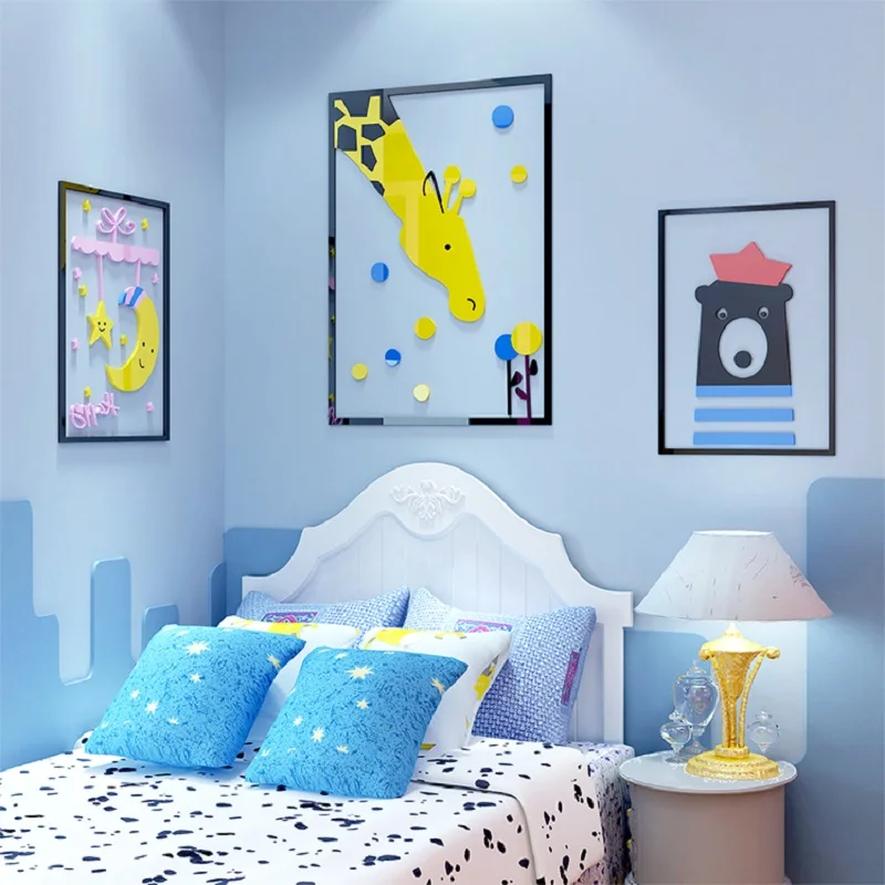 

Children's room bedroom bedside 3D acrylic self-adhesive wall stickers Kindergarten wall cartoon decorative painting DIY sticker