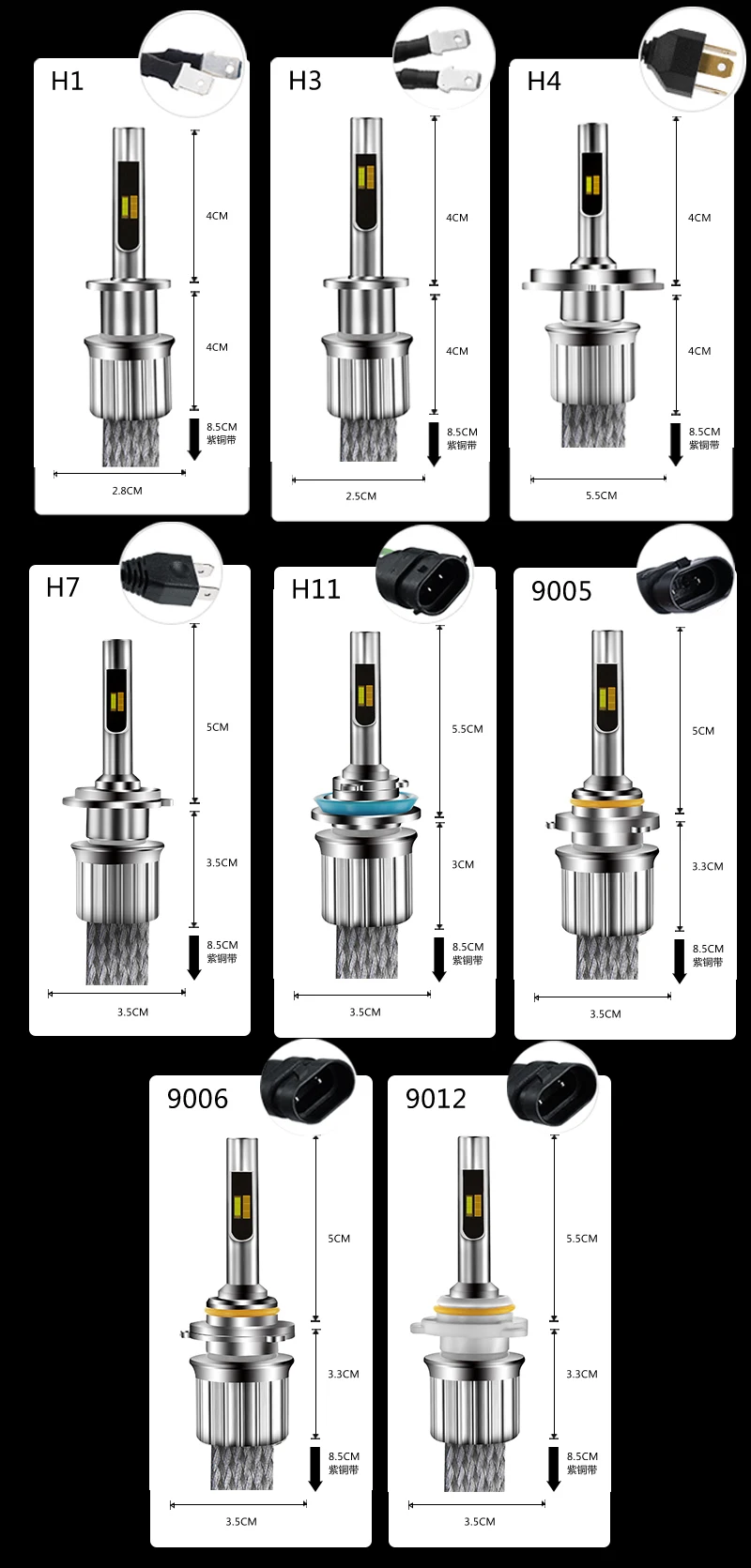 Двойной цвет авто H11 H8 светодиодный задний фонарь/90 W 12V 24V авто фары лампы трехцветный автомобиля H3 H4 H7 H1 9005 HB4 9012 H27 D2S D2H лампы