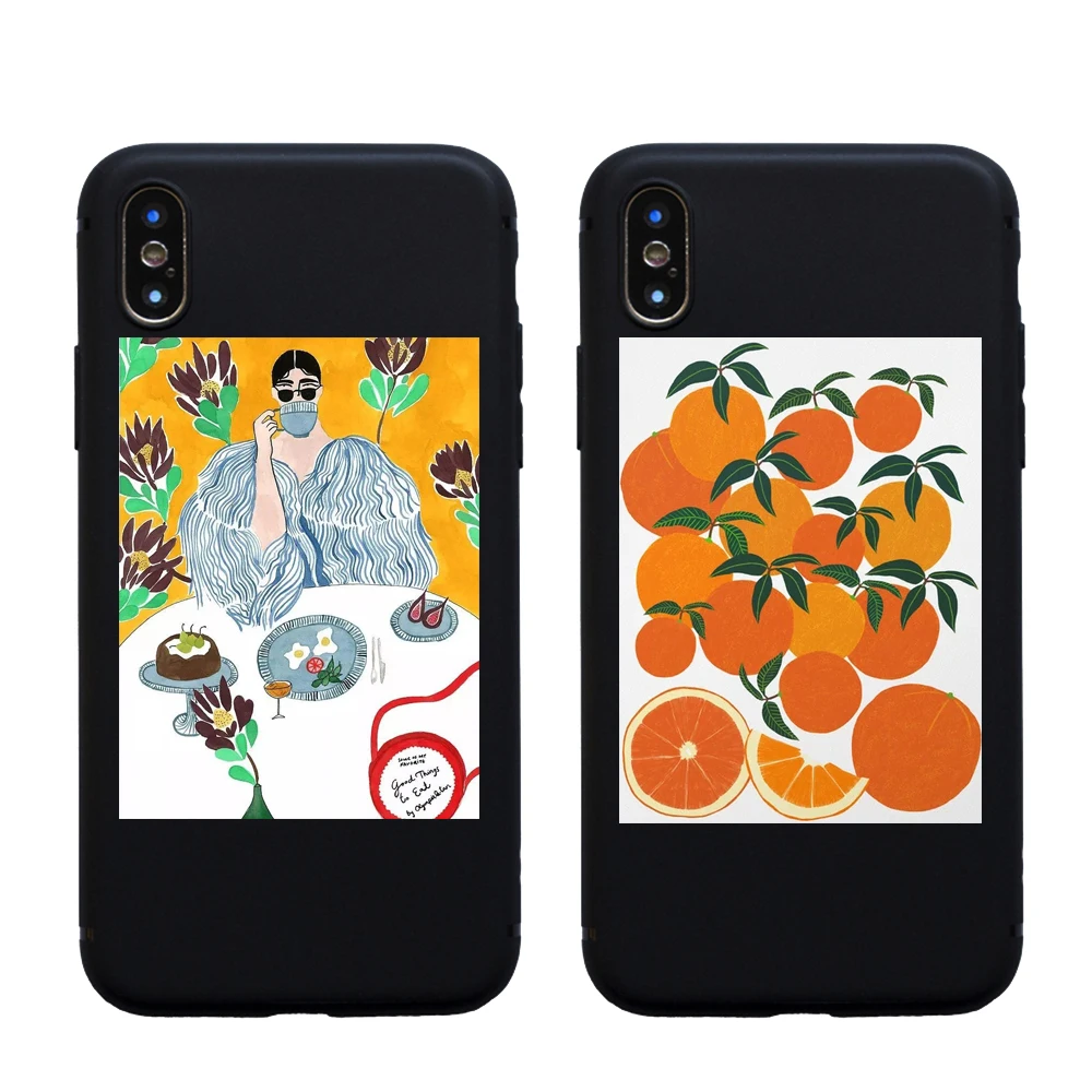 Матовый чехол оранжевого цвета для iPhone X XS Max XR 6 6S 7 8 Plus 5S 5 мягкие чехлы с милыми