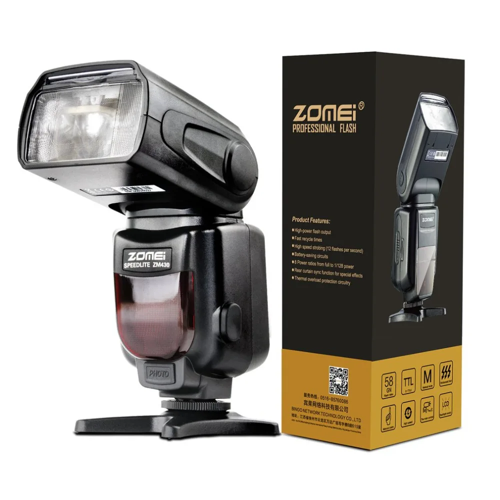 

Zomei ZM430 Professional Camera LCD Speedlite Flashlight With LCD Display Hard Flash Diffuser For Canon For Nikon DSLR Camera