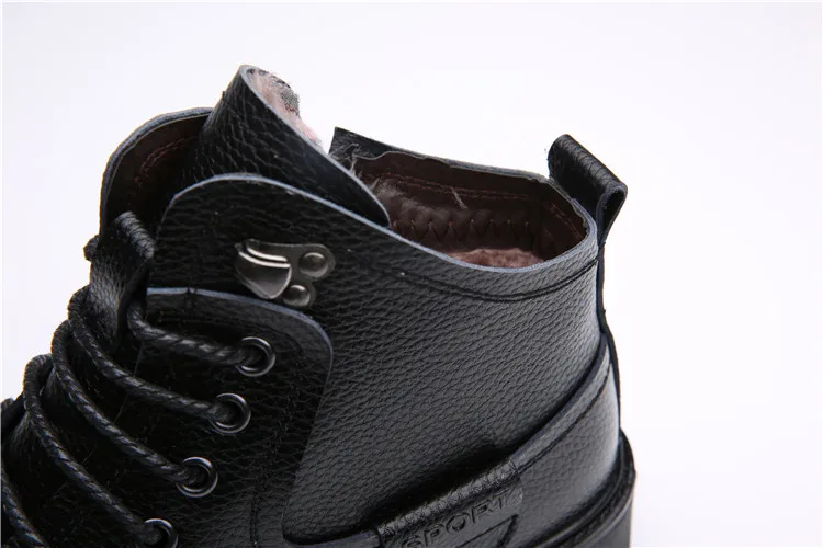Merkmak/мужские ботинки на молнии; Зимние теплые плюшевые мужские Ботильоны; мужские ботинки на шнуровке; зимние ботинки с мехом внутри; повседневная кожаная обувь
