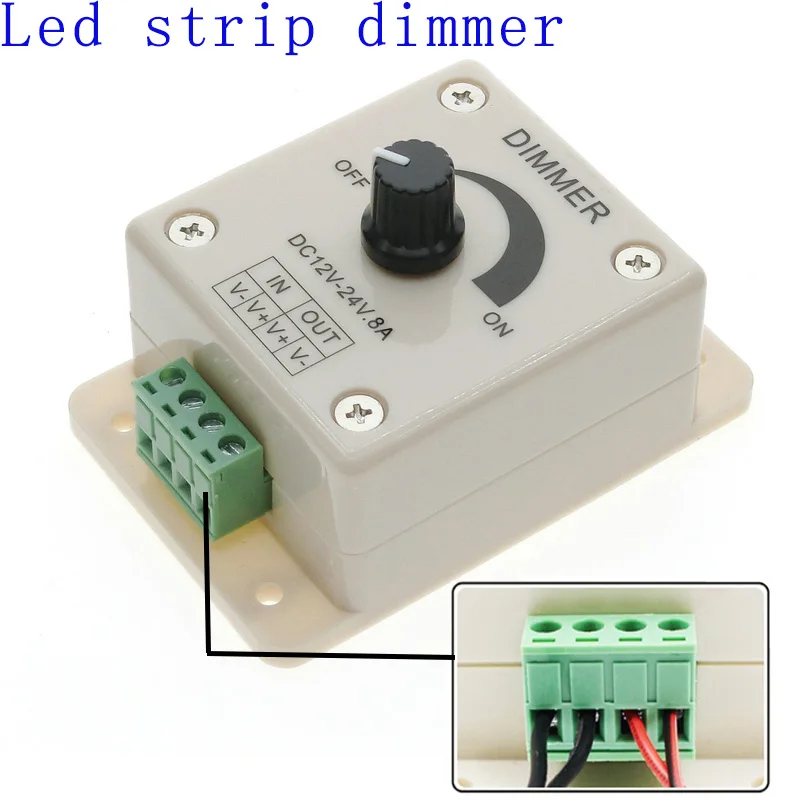 

LED Dimmer DC12V~24V 8A Manually Rotation Switch Dimmer Controller,Adjustable Brightness Controller for led strip