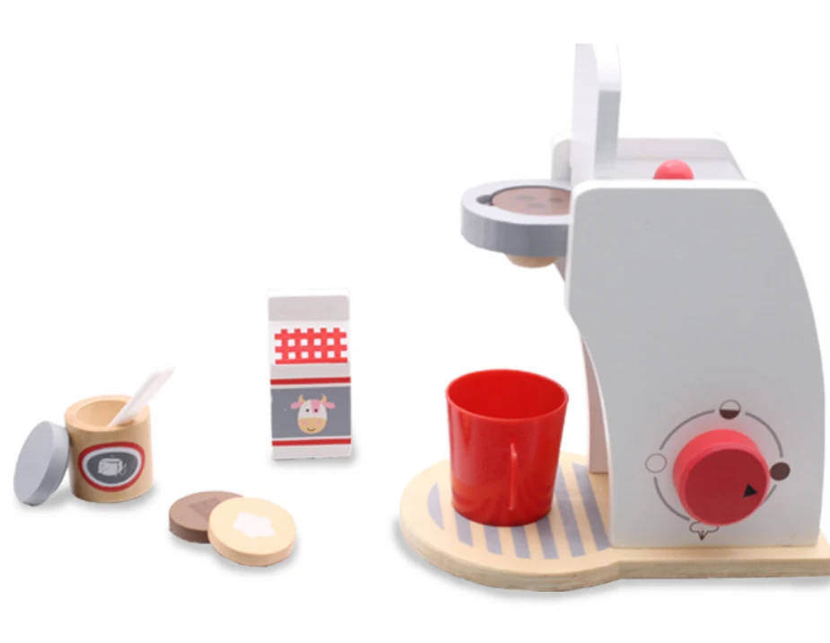 Детская деревянная притворяться игровой набор моделирование тостеры хлебопечки кофе блендер набор для выпечки Игра Головоломка смеситель Кухня ролевая игрушка - Цвет: coffee maker