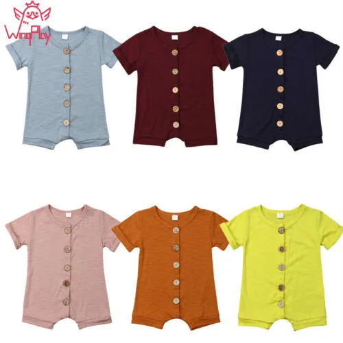 

2019 Newborn Baby Romper Baby Jongen Meisje Katoen Korte Mouw Romper Solid Cotton Baby Jumpsuit Summer Babies Romper #Y