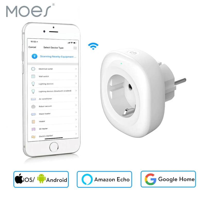 

2019 New Mini Wifi Smart Socket EU Power Plug Mobile APP Remote Control Energy Monitor Works with Amazon Alexa Google Home