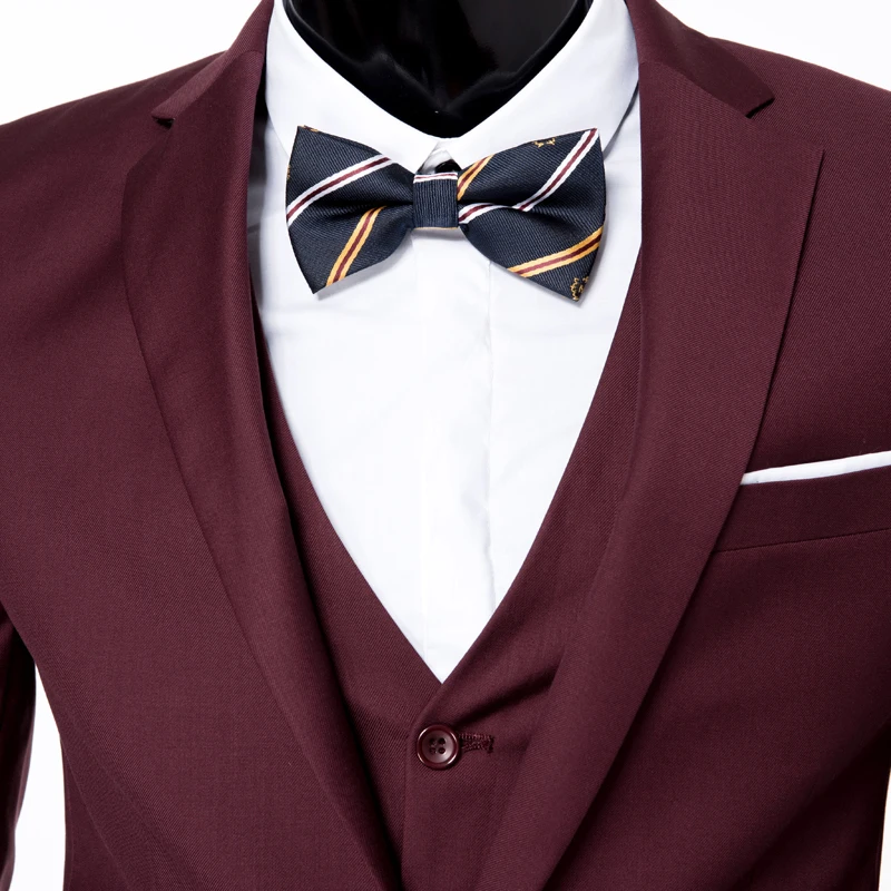 ( Suit + Vest + Pants ) 2018 Groom Groom Wedding Solid Color Dress Suits Men's High-end Brand Official Business Three-piece Suit