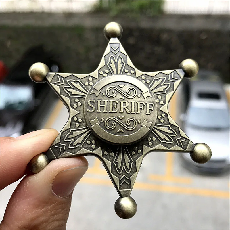 

2017 New Retro Sheriff Spinner Hand Fidget Metal toy Handspinner Metal Aluminium Alloy Finger Spinner Figet Spiner antistress