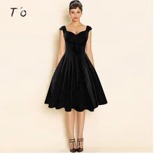 T’O Womens Elegant Sexy Hot Audrey Hepburn Solid Red/Black V Neck Sleeveless Tunic Casual Party Club Clubwear Swing Dress 237