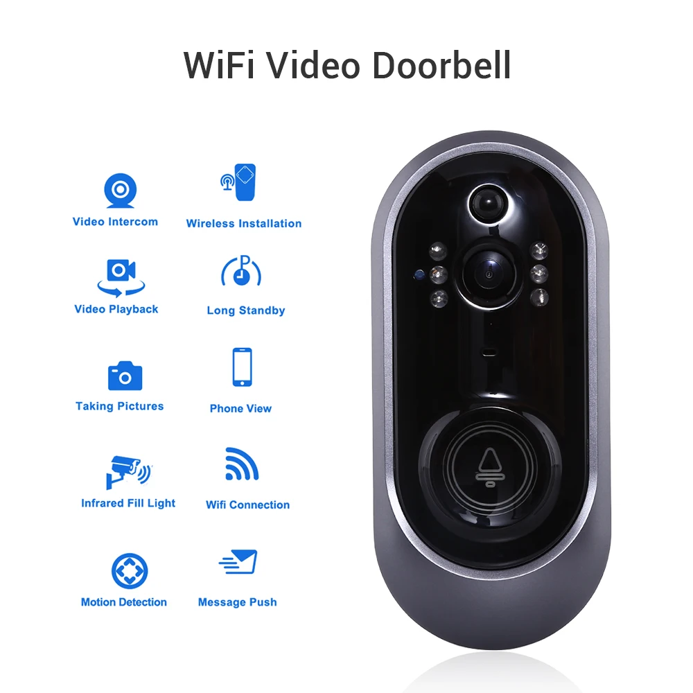 

Smart Wifi Doorbell With Camera Ring Video Door Bell 720P Door Intercom For Apartment IR Alarm Security Wireless Camera Doorbell