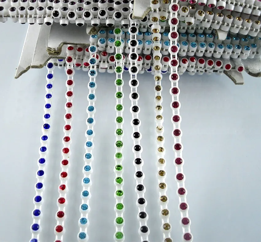 

SS10 A grade crystal glass 2.8mm rhinestones white plastic cup garment shoes hat wedding decorations banding trims chain 2yards