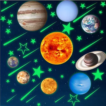 

Large Size Luminous Planets DIY Wall Stickers for Kids Bedroom Wall Glowing Solar System Star Sticker Poster Wall Decor Picture