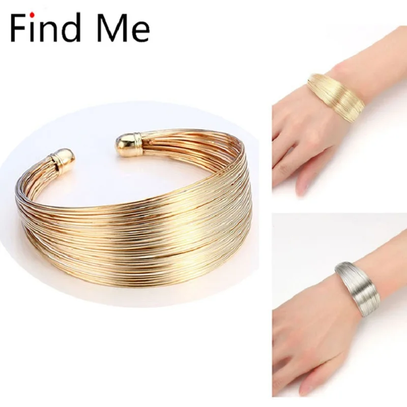 

Find Me 2019 brand Classic Opening Alloy Wide big Cuff Bracelet For women Jewelry Vintage punk Elegant Maxi Bracelets & Bangles