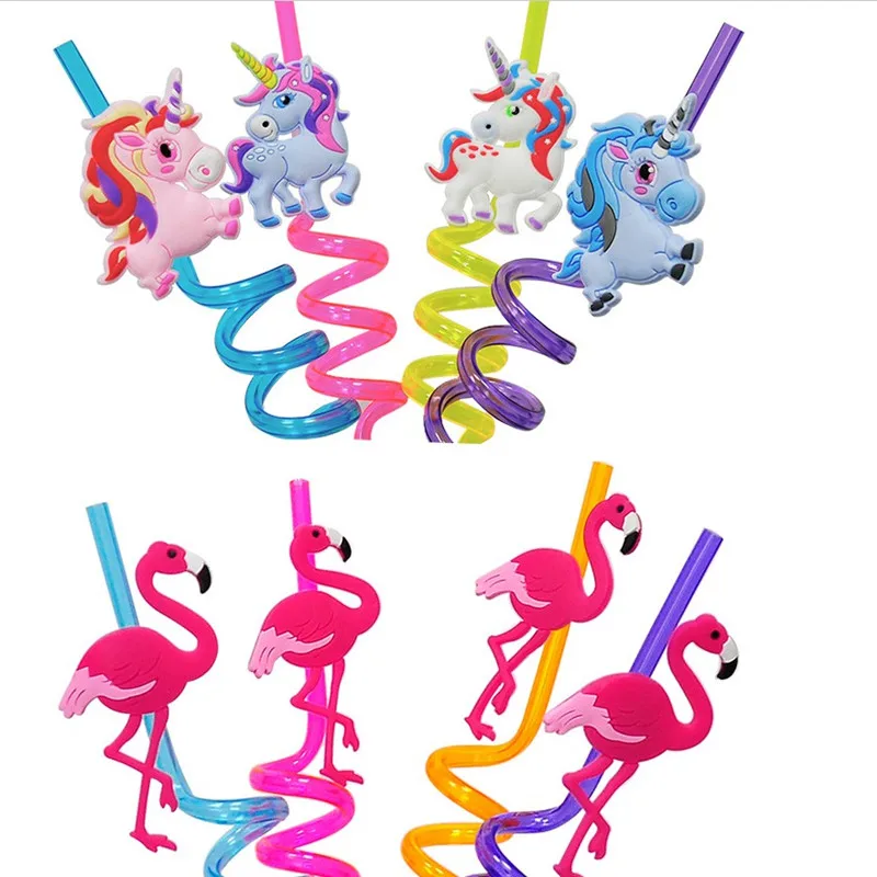 

4Pcs Carnival Party PVC Flamingo Straw Wedding Decoration Children Birthday Baby Shower Unicorn Party Flamingo Pink Party,Q