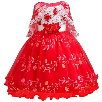 

Christmas Dress for 3-12 Years Girls Party Princess Dress Formal Pearl Petals Kids Vestidos Children Party Dress Girl's Clothes