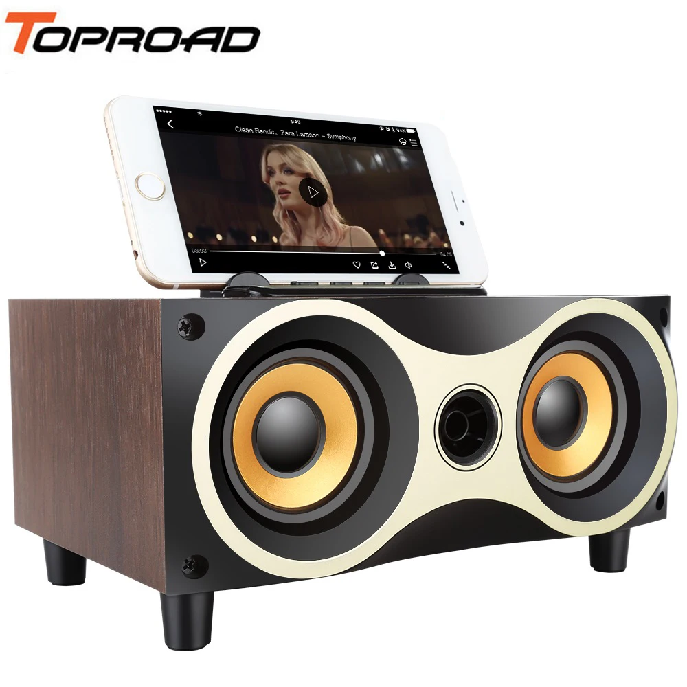 TOPROAD Настольный беспроводной Bluetooth динамик сабвуфер Stero деревянные колонки Поддержка FM Радио MP3 AUX USB Handsfree MIC caixa de som|Портативные колонки| | АлиЭкспресс