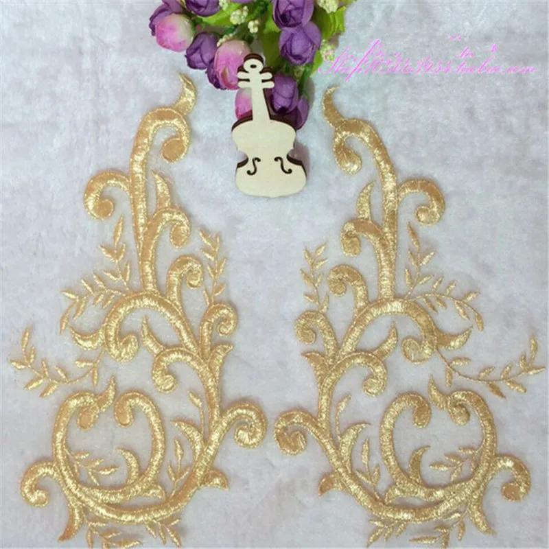

1Pair 3Colors Net Gold Wedding Garments Hair Accessory Lace Applique Floral Motif Venise Venice Applique DIY Accessory 25X 15cm