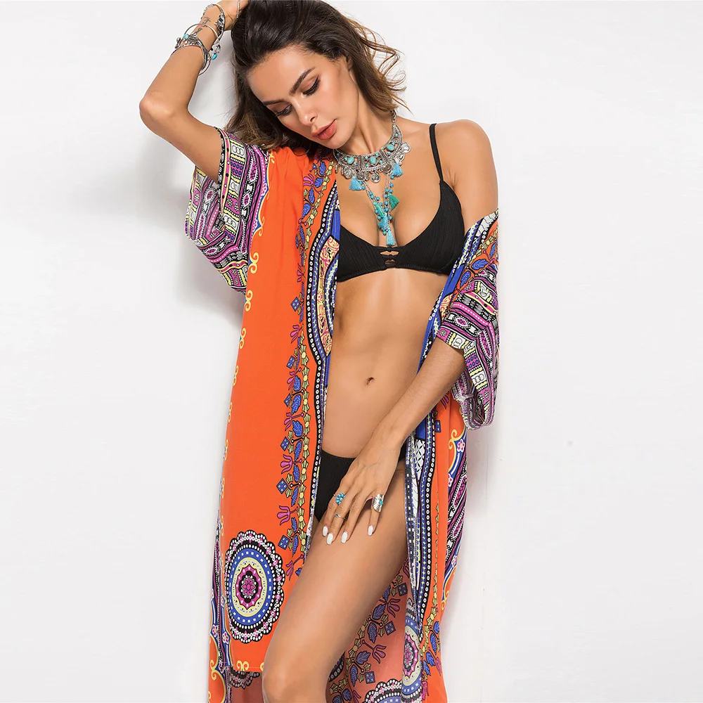 

Departure Beach Dresses Wear Cover Up The Swimsuit Pareo Long Dress Women Towel Ups 2019 Plus Robes Skirt Animal Cotton Sierra