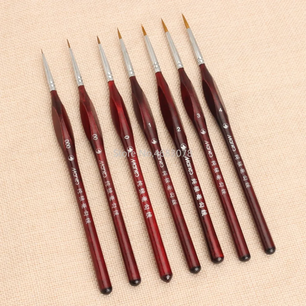 7Pcs Professional Sable Hair Paint Brush Set - Miniature Art Brushes for Drawing Gouache Oil Painting Brush Art Supplies