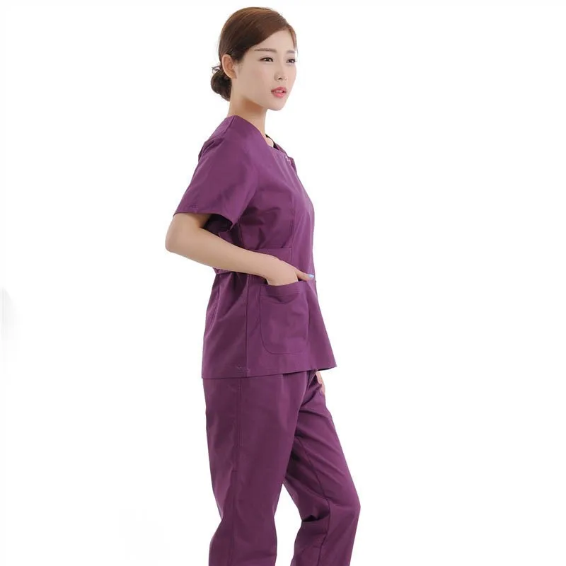 Короткий рукав Больница женская медицинская одежда медсестры униформа уход наборы скрабов ПЭТ салон красоты Рабочая одежда