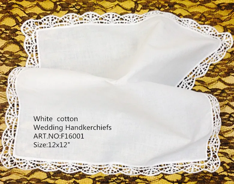 Набор из 12 модных дамские платки 12-дюймовый белый Хлопковый носовой платок милое сердце Hankies винтажное кружево Hanky для Свадебные подарки - Цвет: White