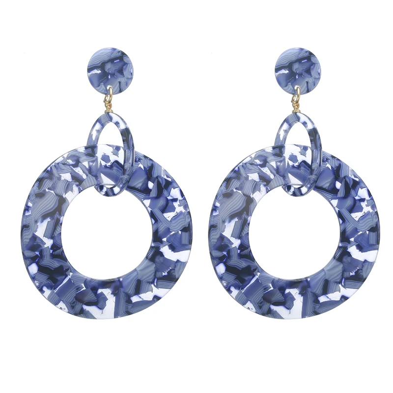 

2018 Vintage New Fashion Drop Resin Big Earrings for Women Dangle Long Round Geometric Acrylic Metal Earring Wedding Gifts Jewel