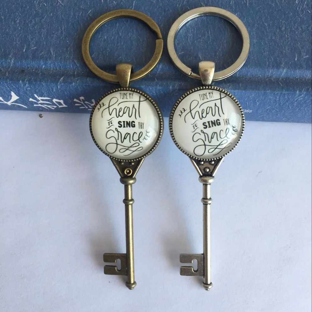 

Tune My Heart To Sing Thy Grace Key Ring Hymn Keychain Hymn Jewelry Inspirational Gift Christian Key Hold Gift