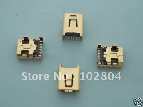 

Mini USB Jack Female Socket Connector 8 Pin Gold Plated 10 pcs per Lot