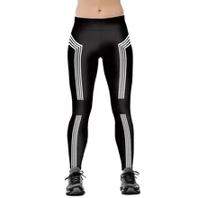 Женские Эластичные Обтягивающие штаны с принтом в белую полоску для тренировок, тренажерного зала, тренировок для йоги бега занятий спортом, фитнеса, упражнений, леггинсы, Прямая поставка