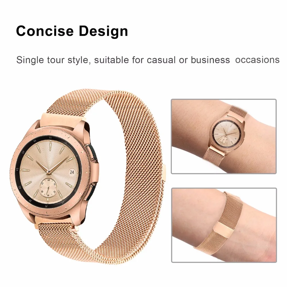 Миланского Нержавеющая сталь ремешок для samsung Galaxy Watch Active 42 мм 46 мм SM-R810/R800 магнит застежка ремешок Quick Release группа