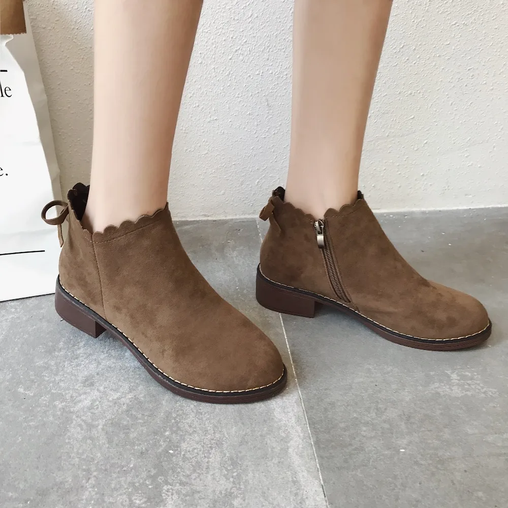 2018 autumn new women's shoes short boots scrub sand side pull side with fashion retro Martin boots women's boots Women's Shoes