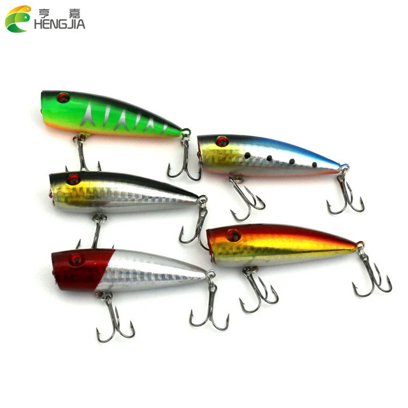  HENGJIA 5pcs Top Water Fishing Lure 8.92G 6.5CM Popper Swim bait Crank Bait Wobblers Fishing Tackle