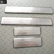 stainless steel door sill strip for 2012 Skoda Fabia exterior Threshold strip welcome pedal trim body protectors cover sticks