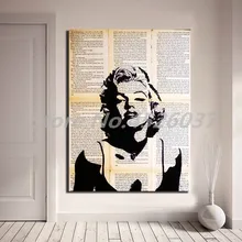 Черно-белый Мерилин Монро трафарет холст картина печать гостиная домашний декор Современное украшение на стену, живопись маслом плакат произведение искусства