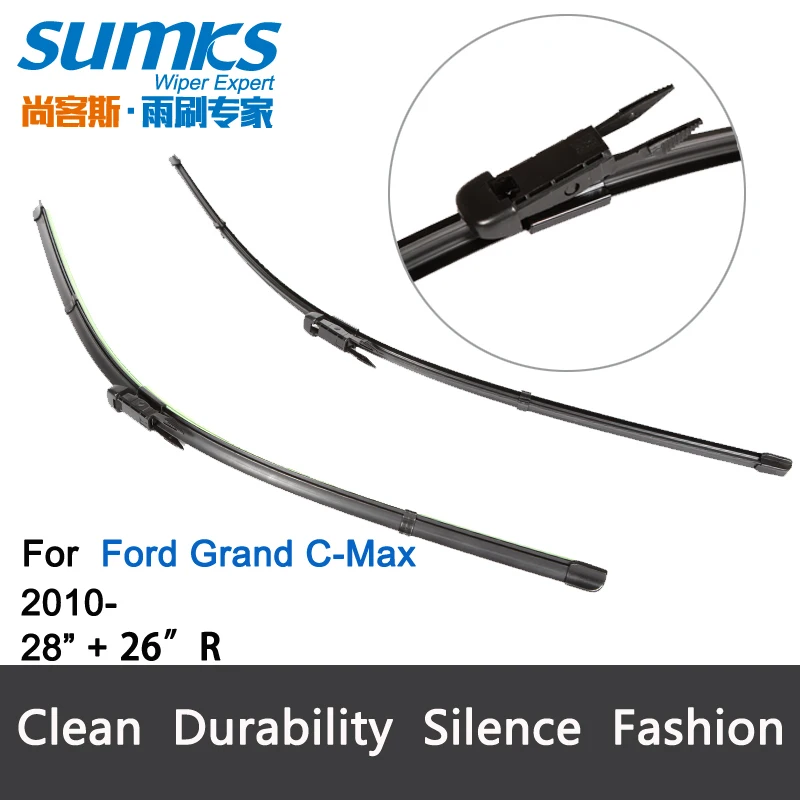 Wiper blades for Ford Grand C max (from 2010 Onwards) 28"+26" fit pinch