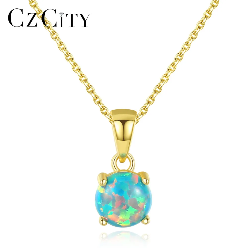 Czcity Pure Sterling Silver 925 Necklaces For Women Colorful Round Fire Opal Pendant Necklace Exquisite Jewellery Christma Gifts huismerk kopen in de aanbieding Czcity Pure Sterling Silver 925 Necklaces For Women Colorful Round Fire Opal Pendant Necklace Exquisite Jewellery Christma Gifts huismerk kopen in de aanbieding
