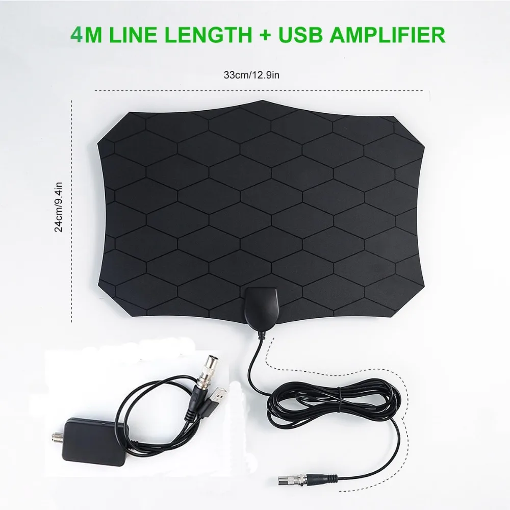 Indoor TV Antenna 1080P Digital HDTV Antenna With Amplifier Signal Booster 300 Mile Range 4K HD VHF Freeview TV Aerial High Gain