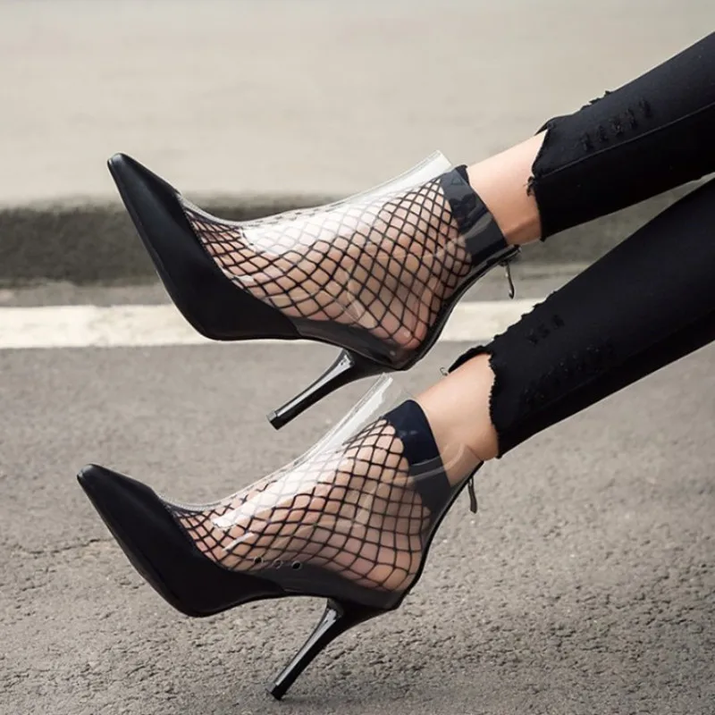

2019 New Brand Transparent Shoes Women Summer Boots Sexy High Heels Fashion Pointed Toe Ladies Shoes Stiletto Heel Women Shoes
