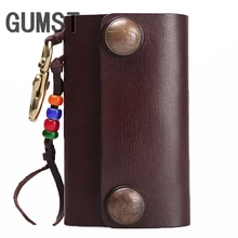 Винтажный кошелек из натуральной кожи для ключей, мужские чехлы для ключей, сумка-Футляр для ключей, мужской держатель для ключей, организатор ключей экономки ручной работы