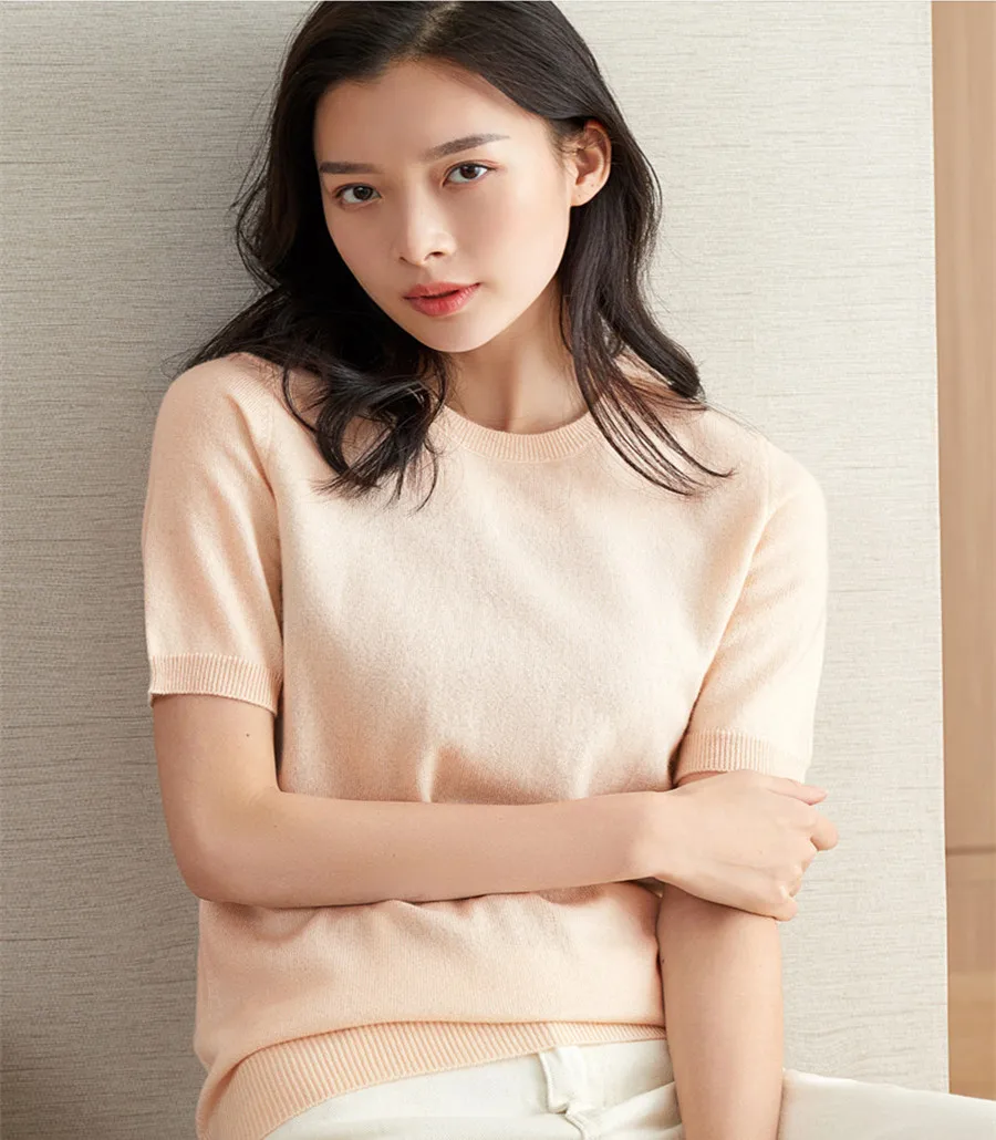 2021 New Summer sweater Spring Autumn women girl ladies 100% cashmere short sleeve Pullover free shipping JN704 | Женская одежда