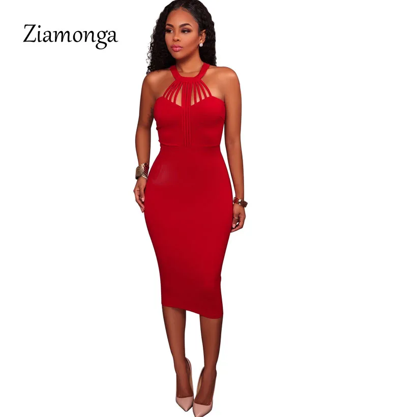 

Ziamonga Sexy Women Wrap Chest Sleeveless Party Dresses Vestidos De Festa Women Midi Dresses Elegant Tight Bandage Bodycon Dress