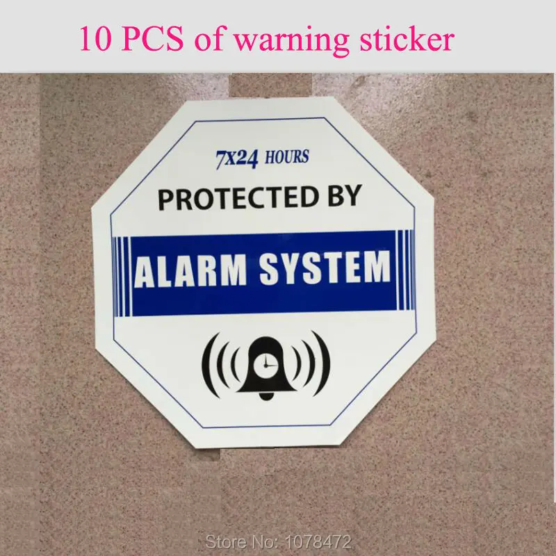 10 PCS Caution blue Decals Waterproof Warning Sign Sticker for home Alarm systems,anti theft